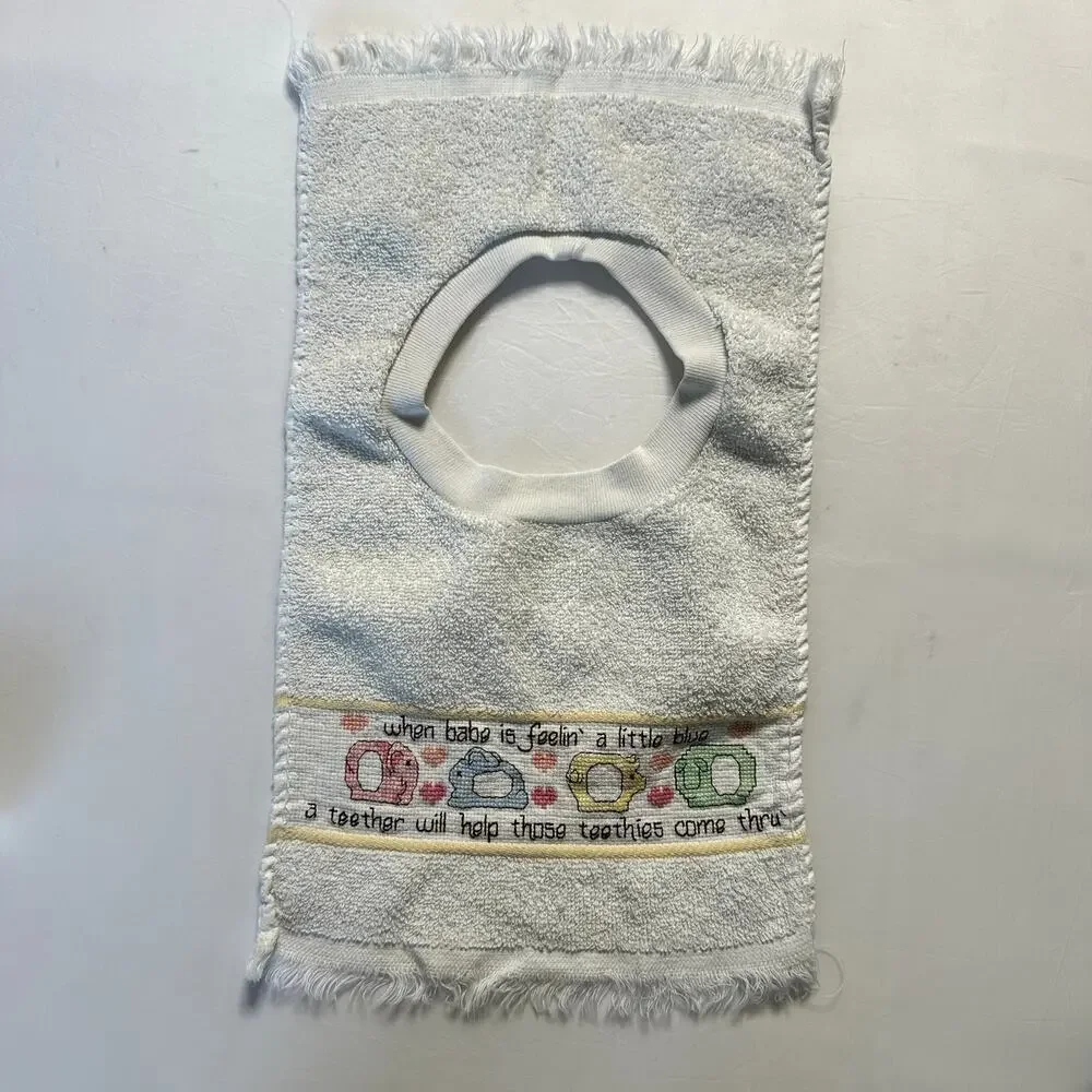 Vintage Bundle Of 3 Square Terry Cloth Unisex Bibs